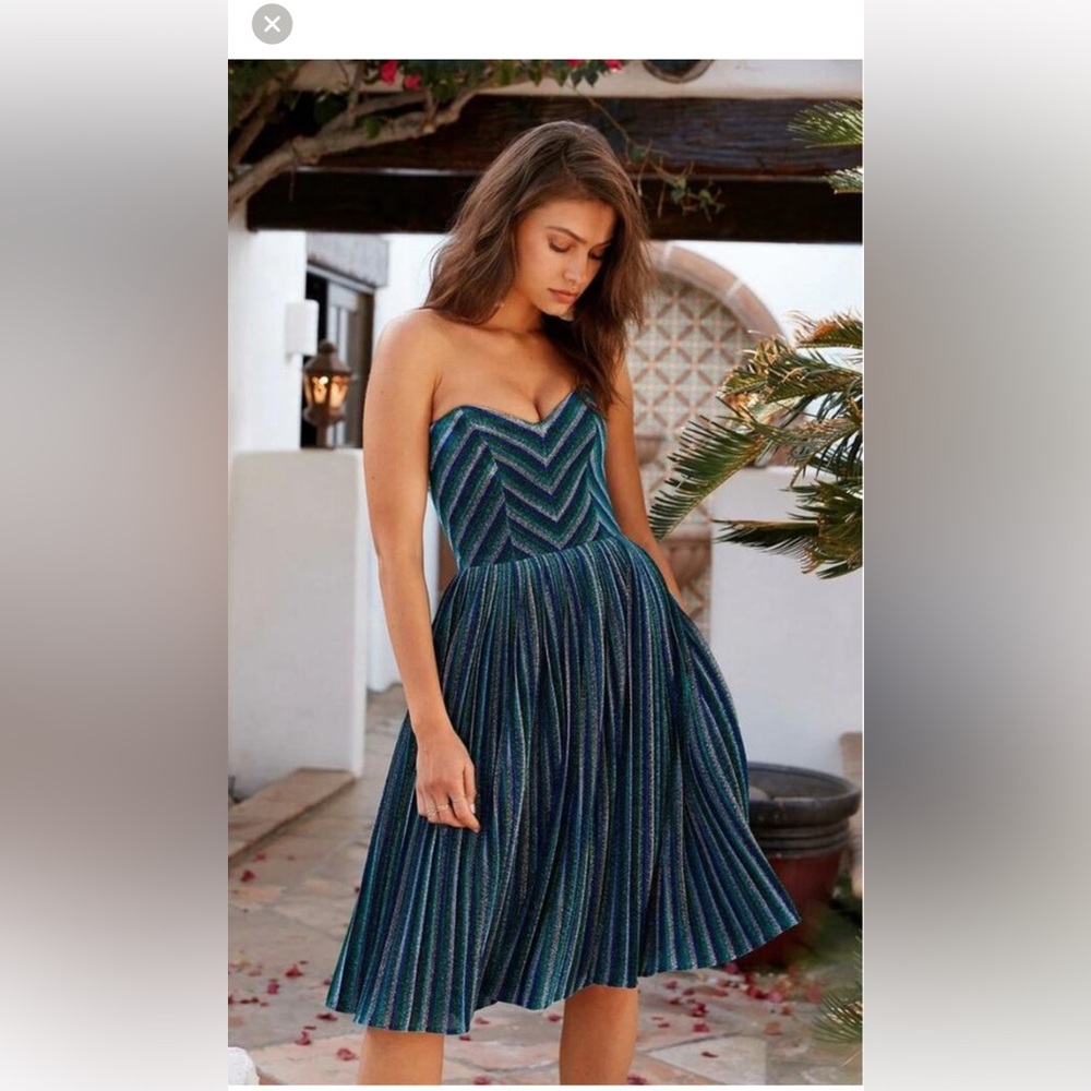 Dress The Population Rosalie Dress Large Blue NEW